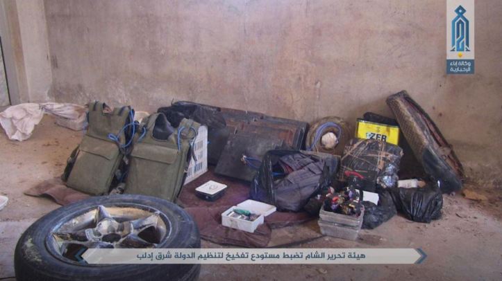 Hitch publishes photographs of what it says is a warehouse containing two cars and dozens of IEDs belonging to the Islamic State of East Idlib (2)