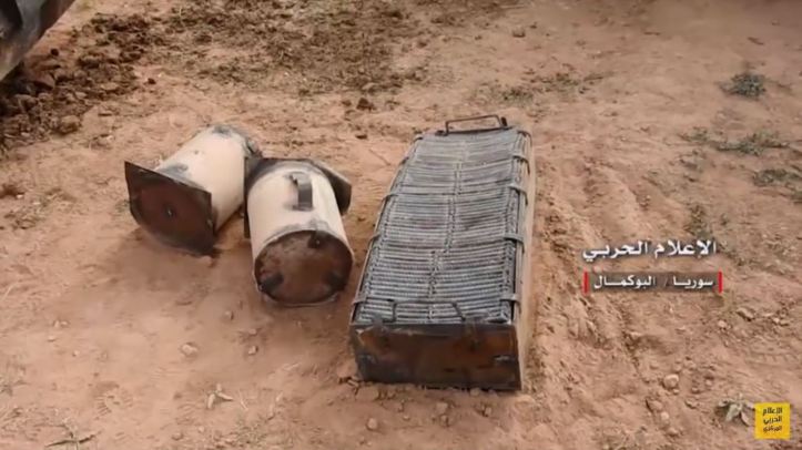 IS up-armored tan 4x4 SVBIED captured by loyalists in Abu Kamal. Very interesting payload w frontal exterior IED &amp; 2 large aimed IEDs in the trunk (2)
