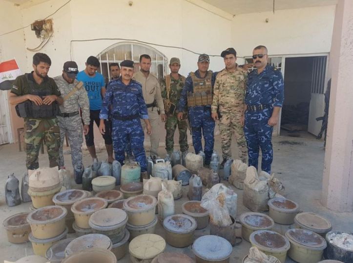 Shirqat Police and Salahuddin Intelligence uncovered an IED factory in Asbih village, near Zab town. 500 canisters total were destroyed (1)