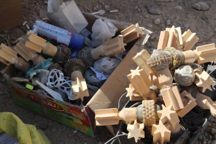 Syrian forces seize ISIS weapons and electronics in Raqqa, Syria. In the cache were a handful of UAS bomblets with fragmentation and wooden tail fins, not a super common combination. Als