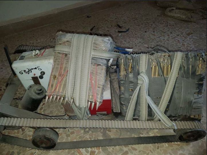 Picture shows a remotely detonated bomb found in city of #Raqqa
