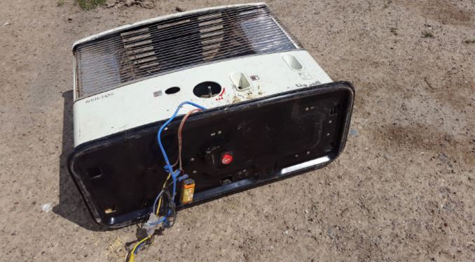 Space heaters that the Islamic State modified into improvised bombs. They could be set off in multiple ways and were most likely meant to target families returning home. Credit Craig McI