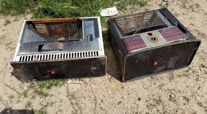 Space heaters that the Islamic State modified into improvised bombs. They could be set off in multiple ways and were most likely meant to target families returning home. Credit Craig McI