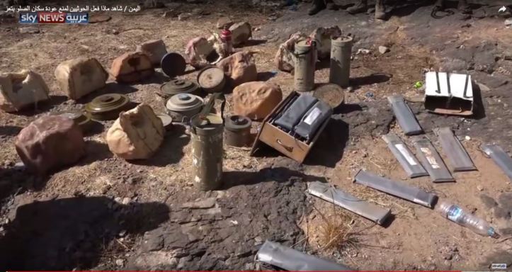Houthis are leaving behind IEDs, mines, and booby traps disguised as rocks as they retreat in Taiz, yemen