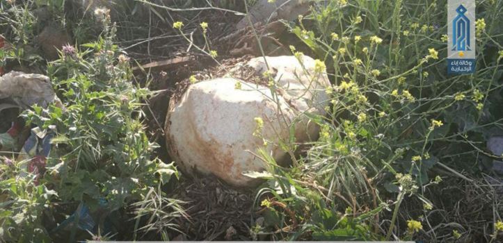 HTS media reports that they recently removed three stone camouflaged IEDs near Kafr Karmin, #Syria (1)